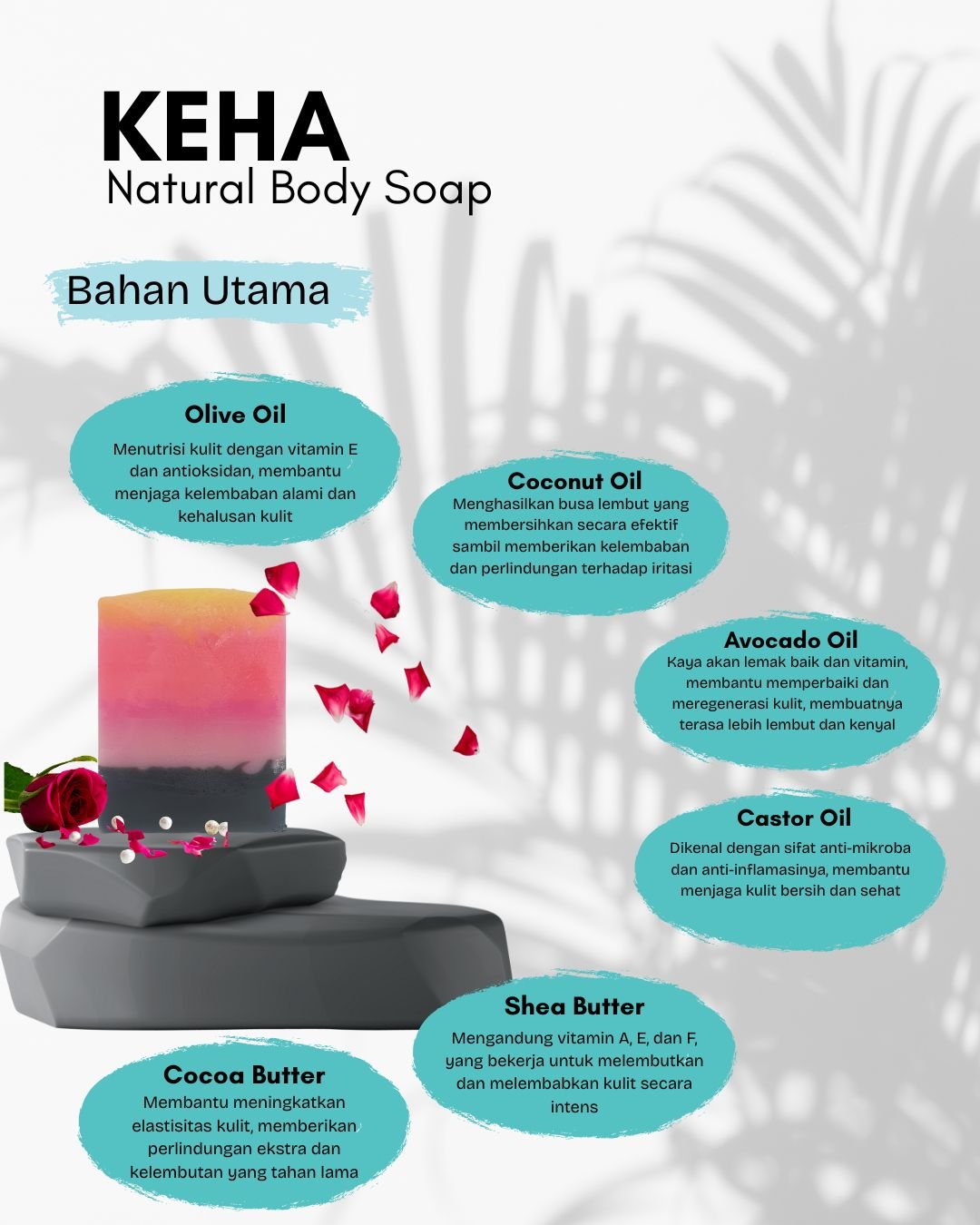 Rose Blossom – Sabun Natural Mawar Mewah dengan Charcoal & Shea Butter - Gambar 4