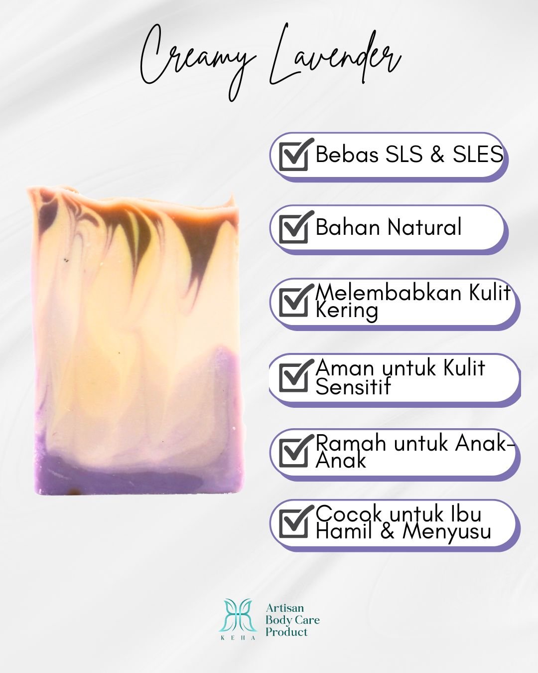 Creamy Lavender – Sabun Natural Lavender Pencerah & Pelembap Kulit Kering - Gambar 6