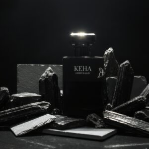 Bottle of KEHA Chrysalis Elegant Citrus Patchouli Perfume with rose and woody accents.