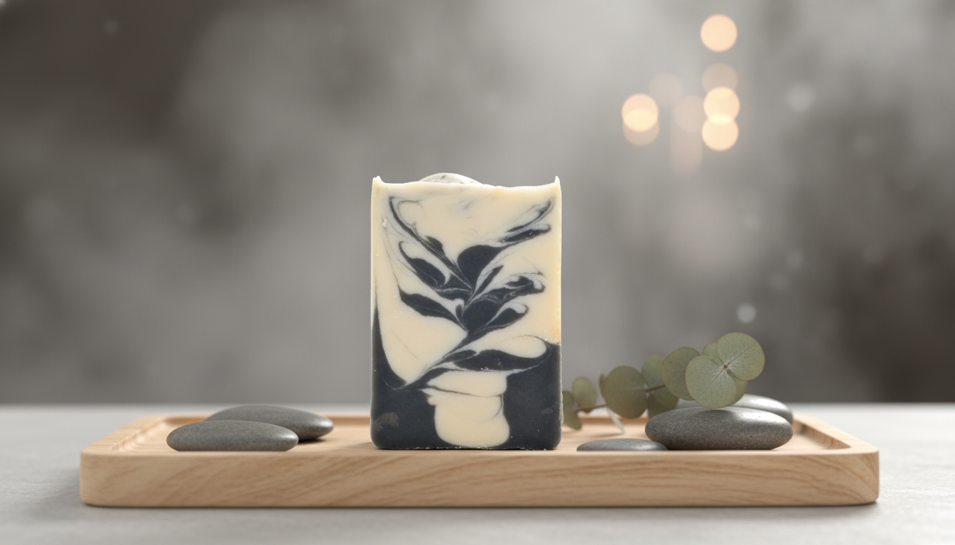 Charcoal Swirl – Ultimate Detoxifying Charcoal Soap with Fresh Lotus Scent